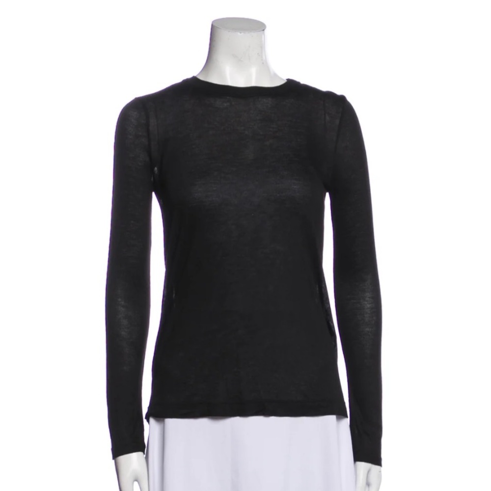 Proenza Schouler Black Semi Sheer Long Sleeve T-Shirt